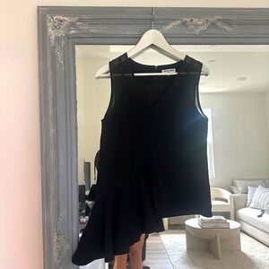 Opening Ceremony Black‎ V-Neck Sleeveless Top Asymmetrical Ruffle Hem Size 4